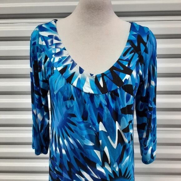 BCBGMAXAZRIA Dress Womens Small Blue Long Sleeve Pullover Sheath V-Neck - Picture 5 of 10